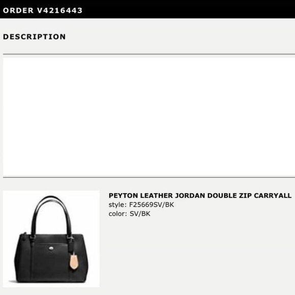 Coach peyton leather jordan double zip carryall/ Tote, Black - Picture 15 of 16